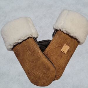 Handcrafted Genuine Leather Youth Mittens Fleece Lined